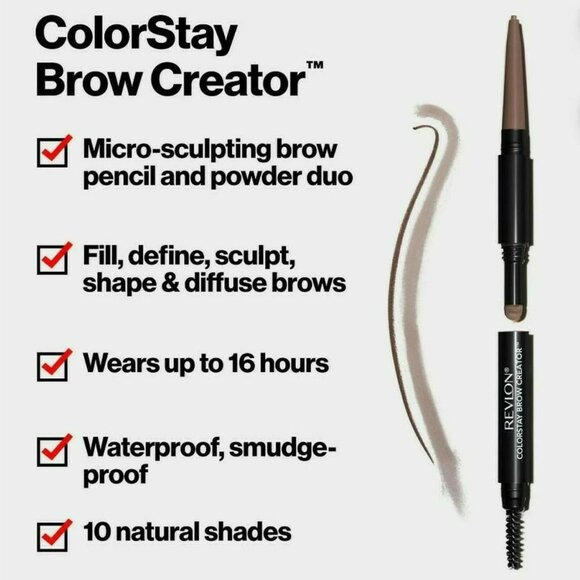 Revlon ColorStay Waterproof Brow Creator 2-in-1 Eyebrow Pencil Powder 620 Auburn - Picture 6 of 8
